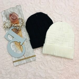 Bundle of 2 Textured Knit Beanies Hats
